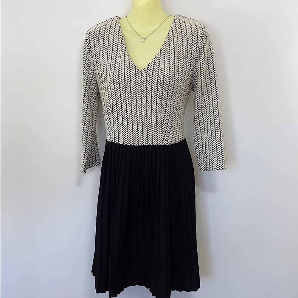 Ganni Dress for Anthropologie “Clark” Black White Midi NWOT Sz Sm